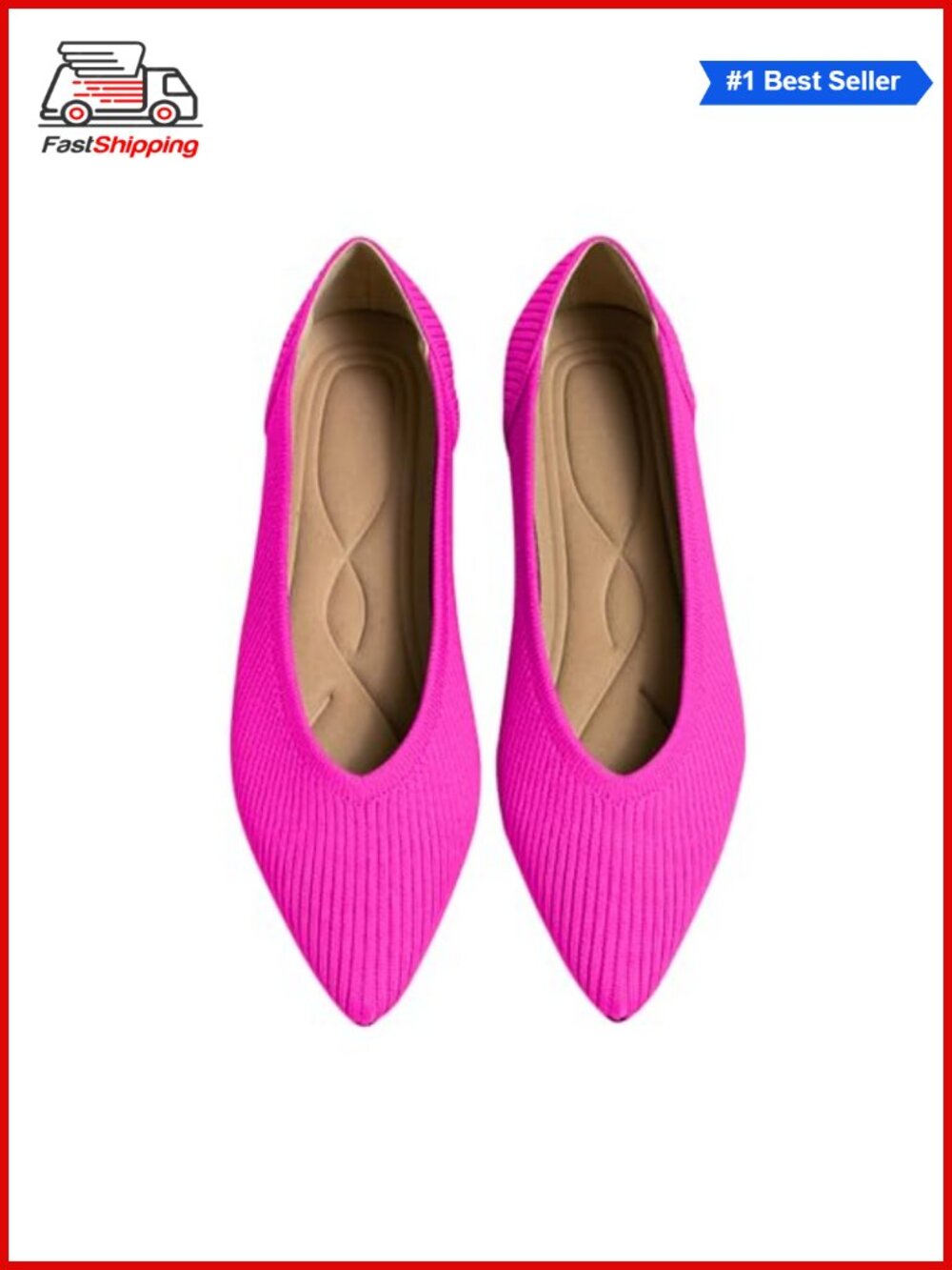 ✨ Tingrise Knit Pointed Toe Flats Comfort Slip On Dressy Casual Shoes